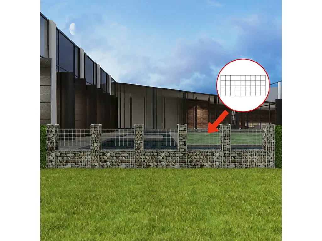 Mur de gabion en forme de U Acier galvanisé 570x20x100 cm WVGQ1902