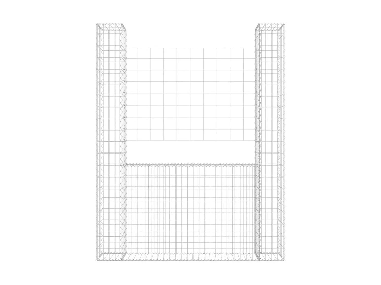 Cesto gabião em forma de U c/ 2 postes 140x20x200 cm ferro PT391270