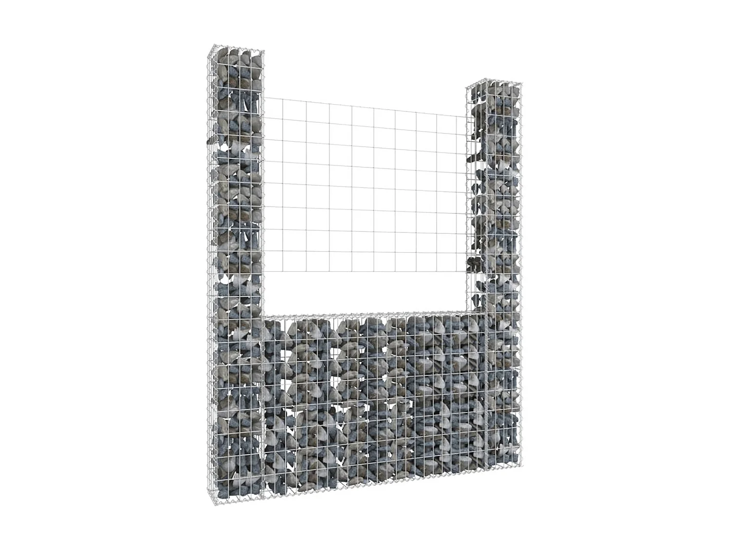 Mur de gabion en forme de U avec 2 poteaux Fer 140x20x200 cm WVGQ6477