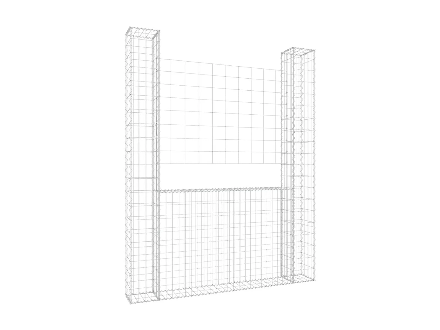 Mur de gabion en forme de U avec 2 poteaux Fer 140x20x200 cm WVGQ6477