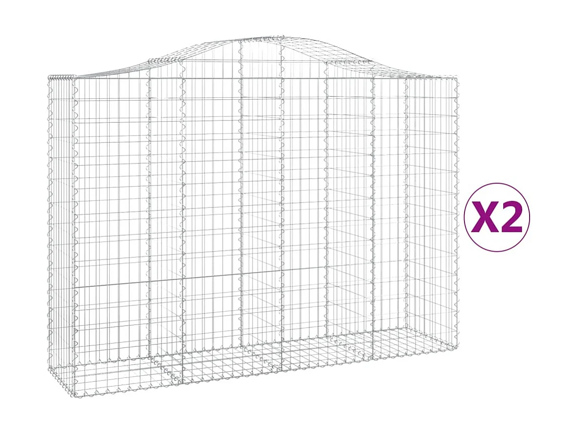 Paniers à gabions arqués 2 pcs 200x50x140/160 cm Fer galvanisé WVGQ9330