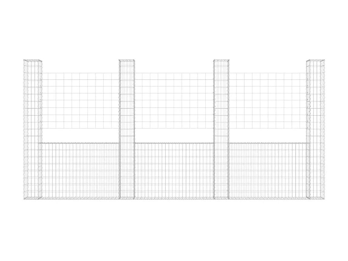 Mur de gabion en forme de U avec 4 poteaux Fer 380x20x200 cm WVGQ9786