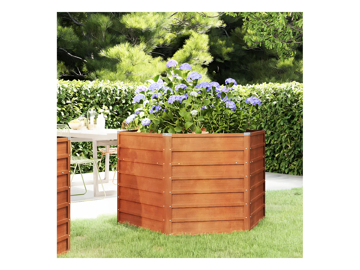 Jardinera oxidado de acero corten 129x129x77 cm ES42375