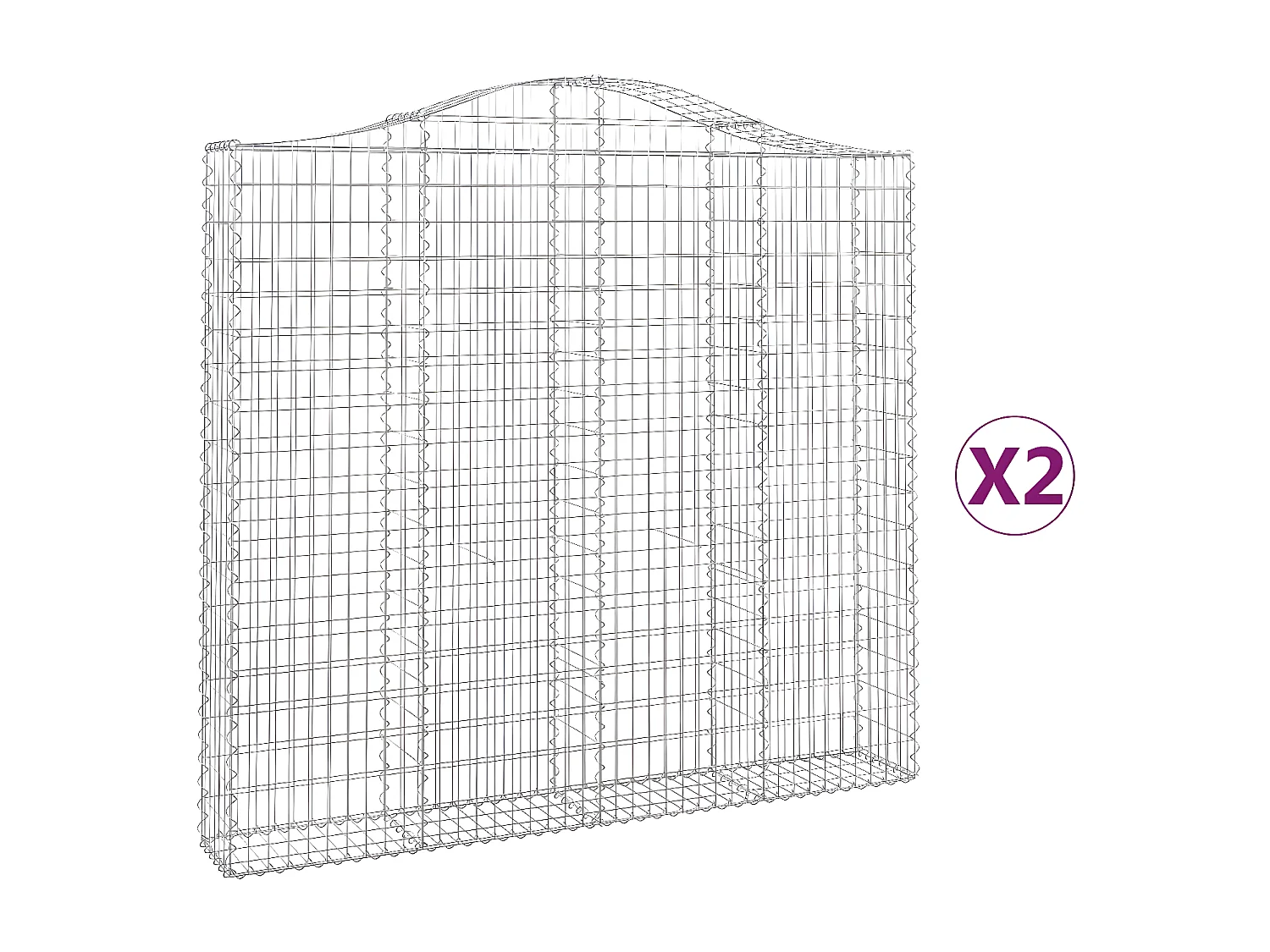 Paniers à gabions arqués 2 pcs 200x30x180/200 cm Fer galvanisé WVGQ6040