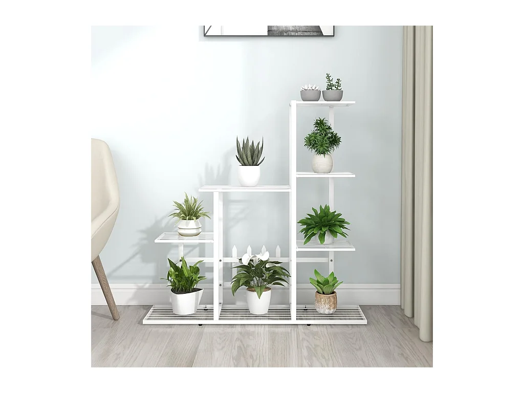 Jardinière Support pour plantes 94,5x25x88 cm Blanc Métal BE3961