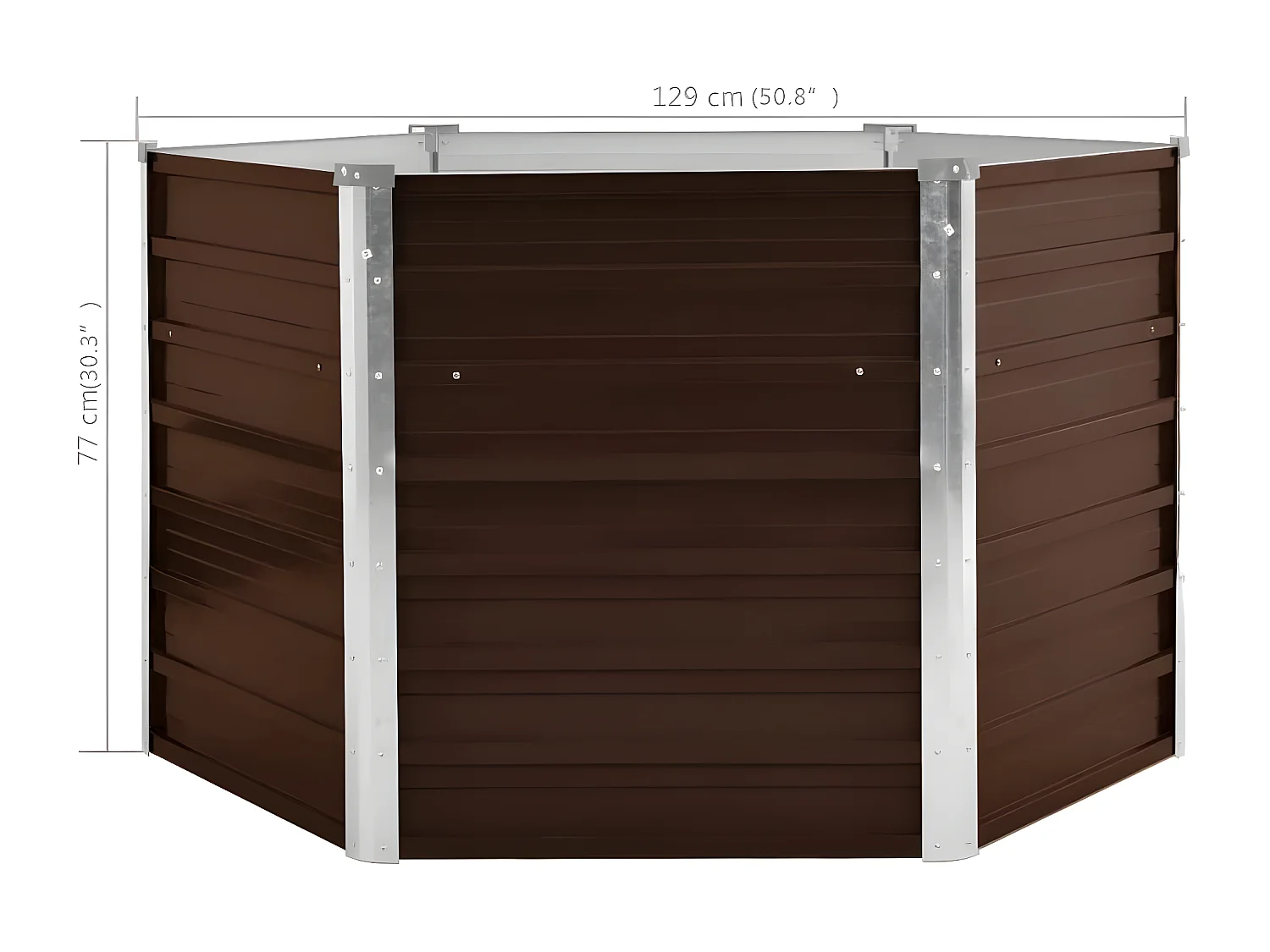 Plantenbak verhoogd 129x129x77 cm gegalvaniseerd staal bruin