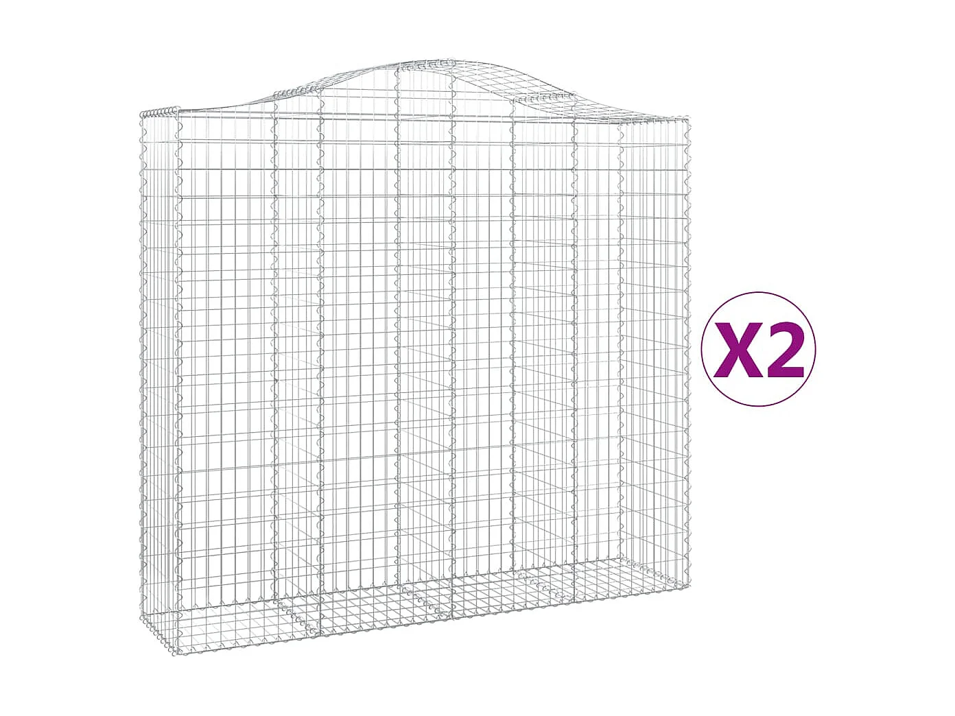 Paniers à gabions arqués 2 pcs 200x50x180/200 cm Fer galvanisé WVGQ4431
