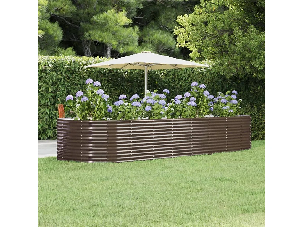 Jardinière Lit surélevé de jardin Marron Acier enduit de poudre WVGQ7461