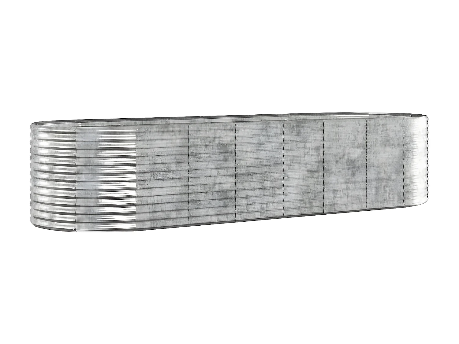 Canteiro elevado jardim 322x100x68 aço revestido a pó prateado PT893659