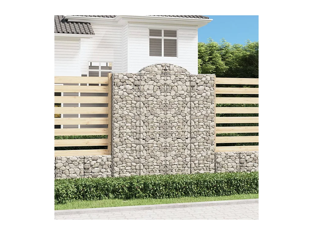 Panier de gabions arqué 200x50x220/240 cm Fer galvanisé WVGQ8480