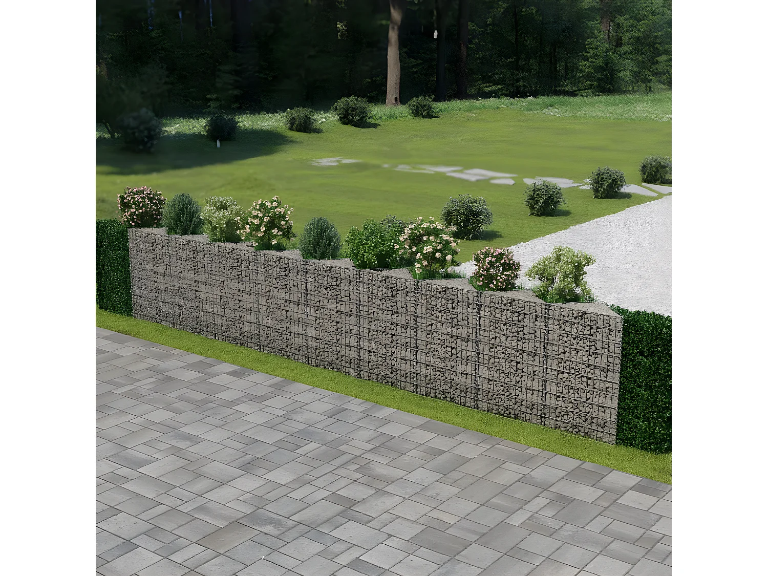 Muro de gaviones de acero 630x30x100 cm ES80832