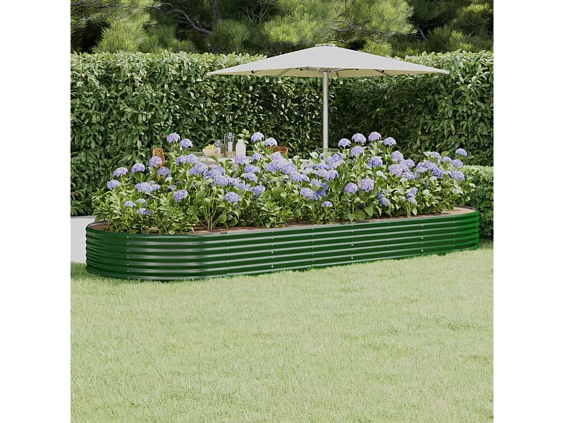 Jardinière Lit surélevé de jardin Acier enduit de poudre 373x140x36cm Vert WVGQ5556