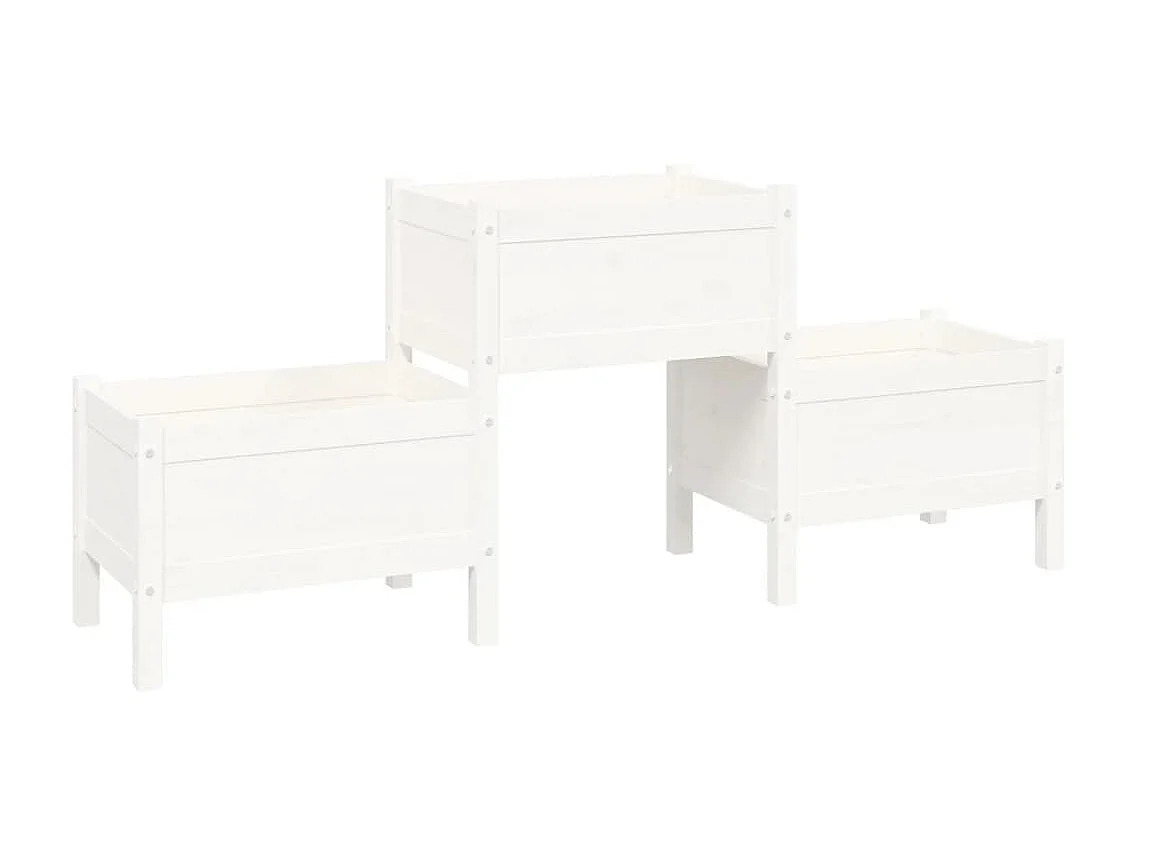 Jardinière Blanc 178,5x44x75 cm Bois massif de pin BE6681