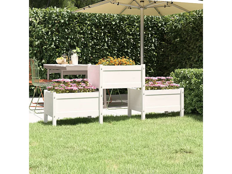 Jardinière Blanc 178,5x44x75 cm Bois massif de pin BE6681