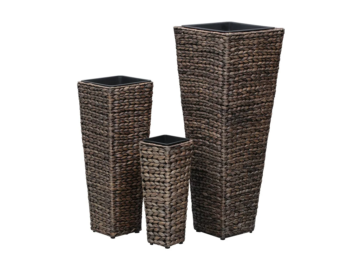 Conjunto de Jardineras 3 piezas jacinto de agua marrón oscuro ES95507