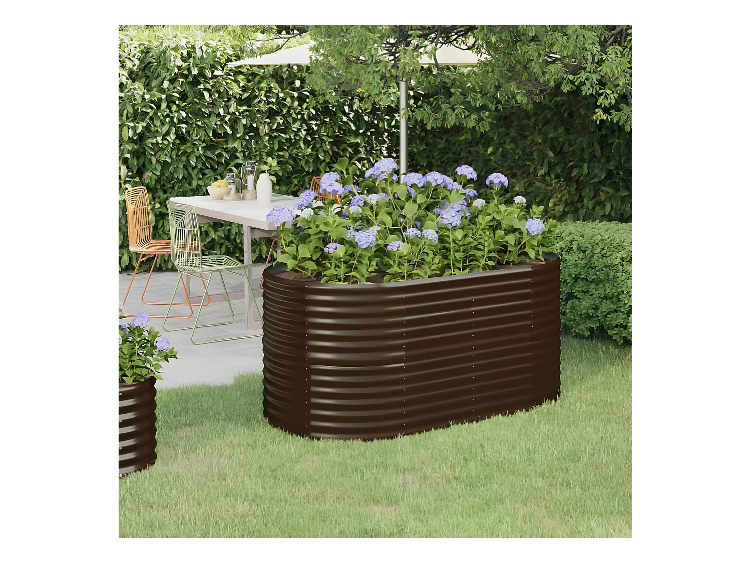 Jardinera arriate acero recubrimiento polvo marrón 152x80x68 cm ES28807