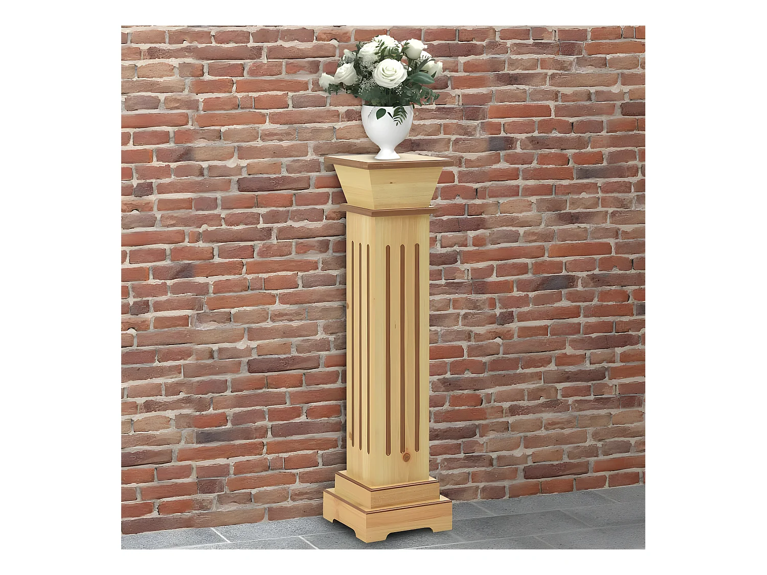 Jardinière Support pilier carré à plantes Bois clair 17x17x66 cm MDF BE4970
