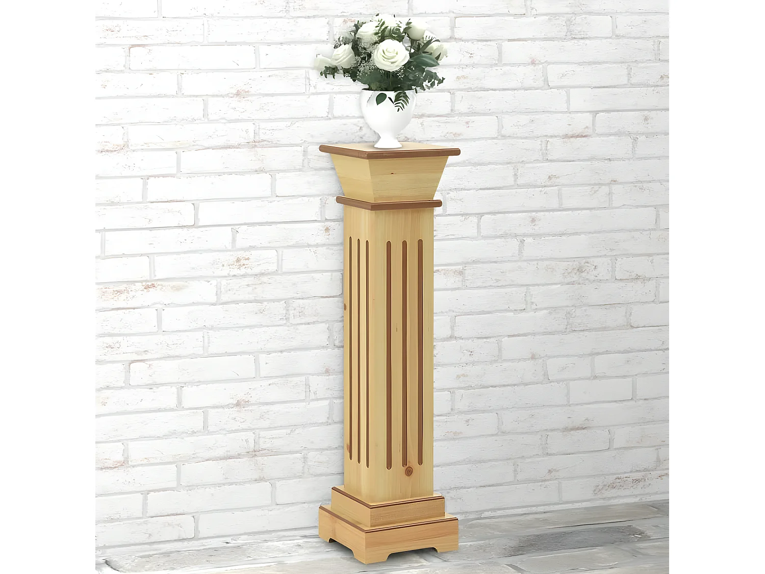 Suporte p/ plantas pilar quadrado 17x17x66 cm MDF madeira clara PT857780