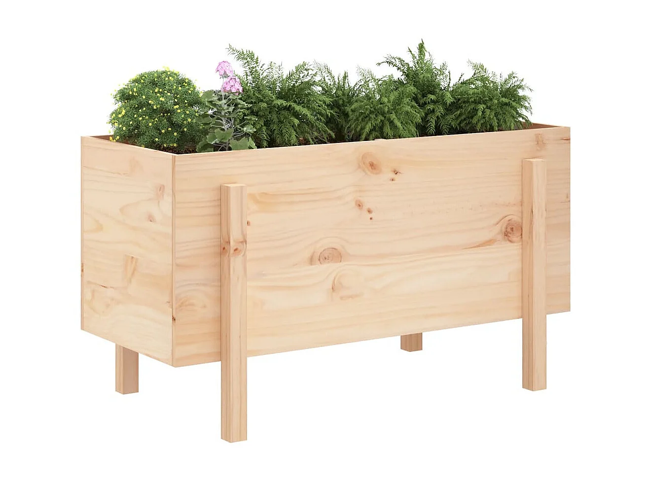 Jardinera elevado de jardín madera maciza de pino 101x50x57 cm ES53712