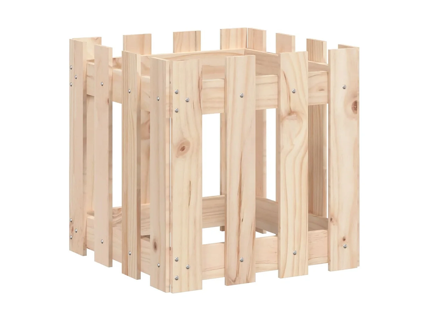 Jardinière avec design de clôture 40x40x40 cm pin massif BE8045
