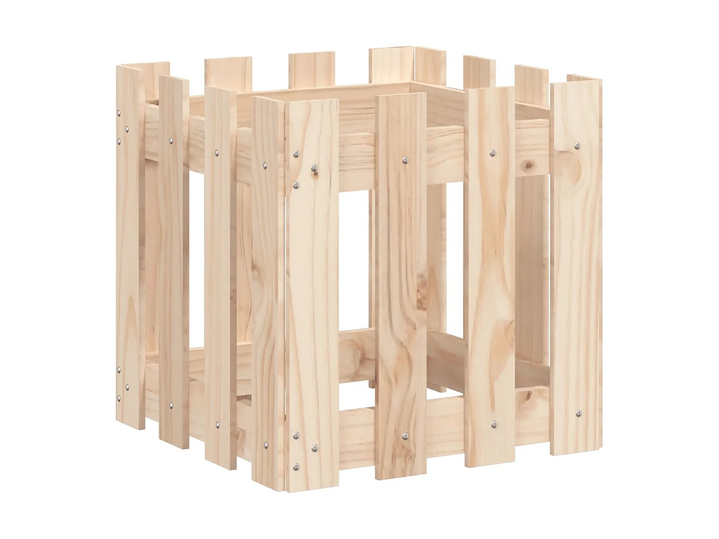 Jardinière avec design de clôture 40x40x40 cm pin massif BE8045