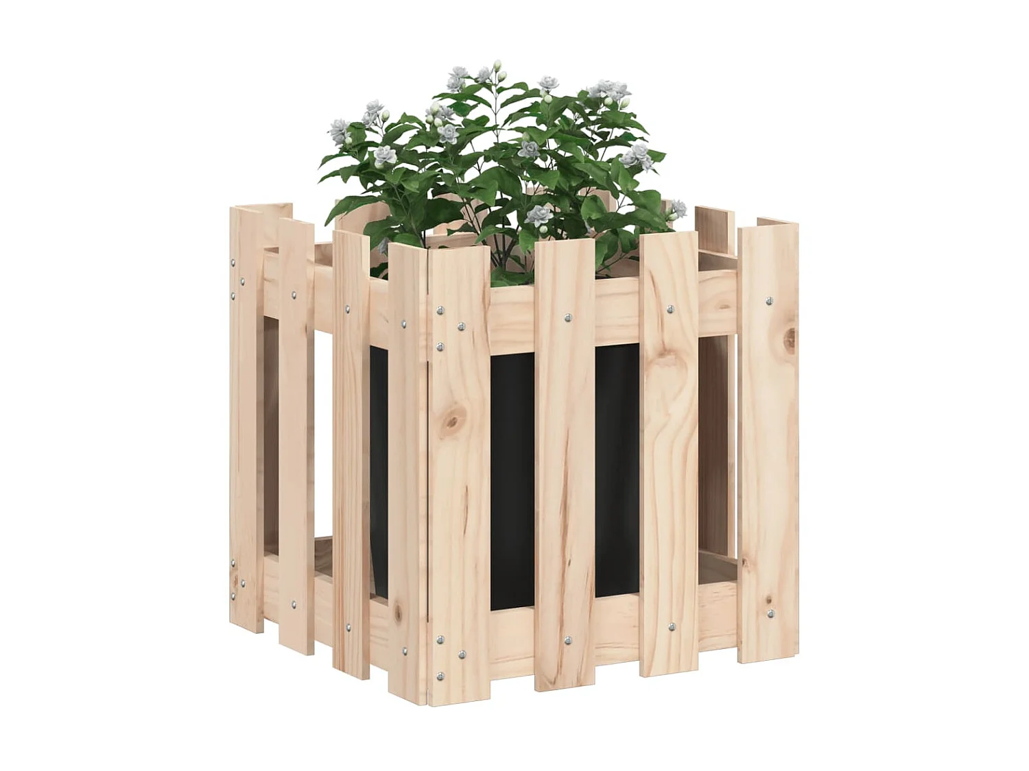 Jardinière avec design de clôture 40x40x40 cm pin massif BE8045