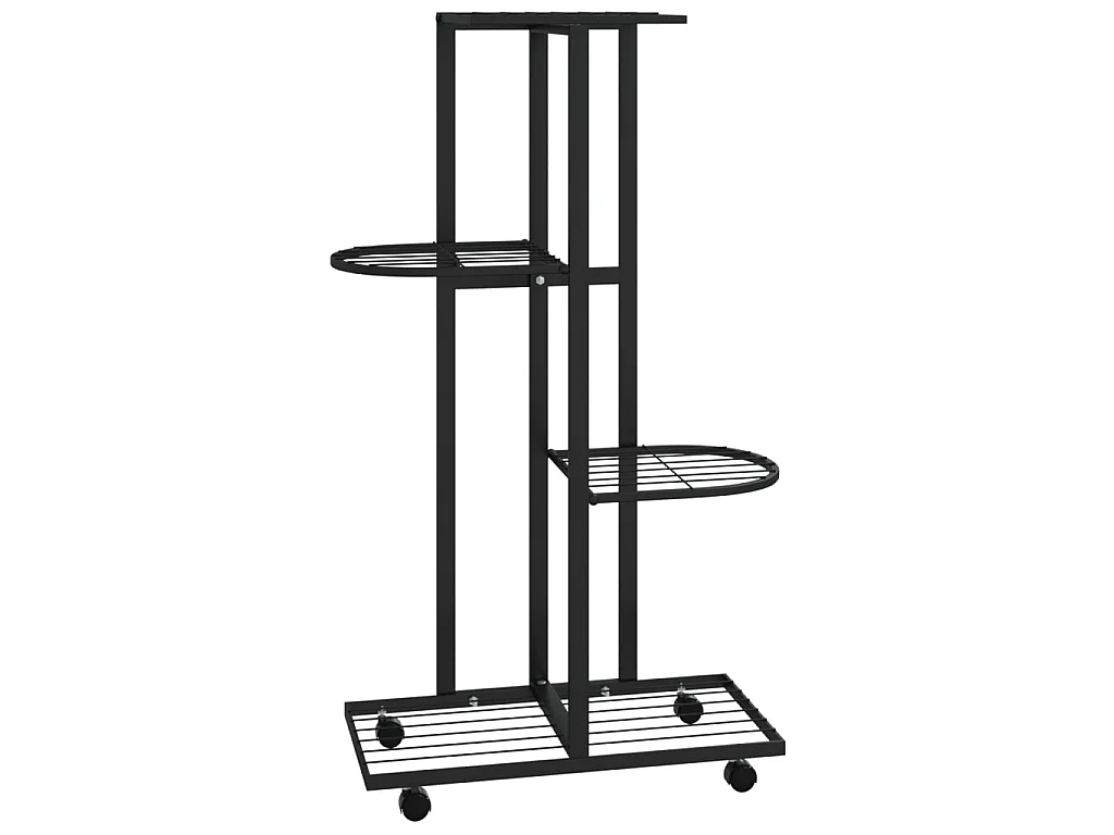 Suporte vasos c/ 4 prateleiras e rodas 44x23x80 cm ferro preto PT828815