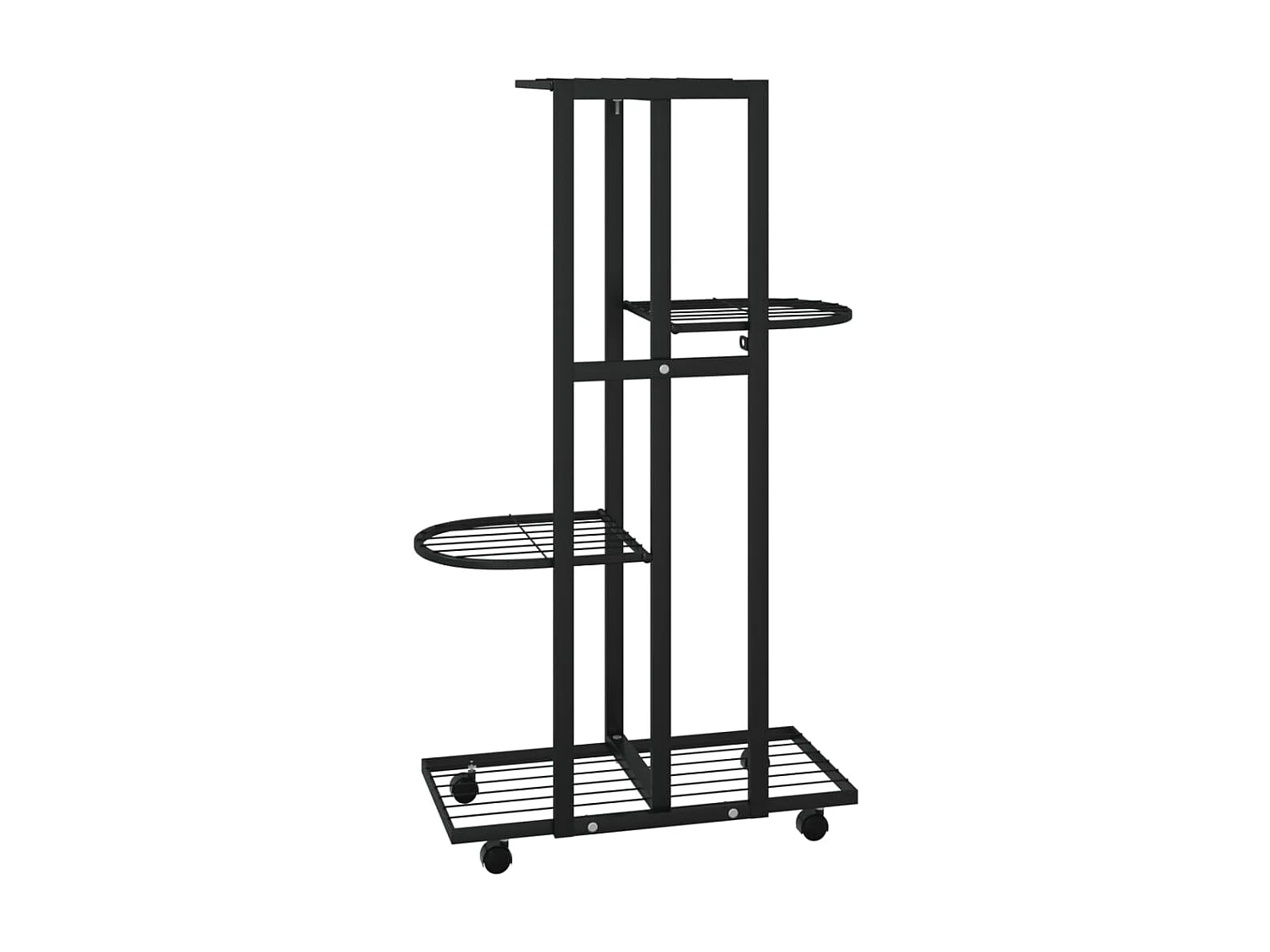 Jardinière à 4 niveaux avec roues 44x23x80 cm Noir Fer BE4681