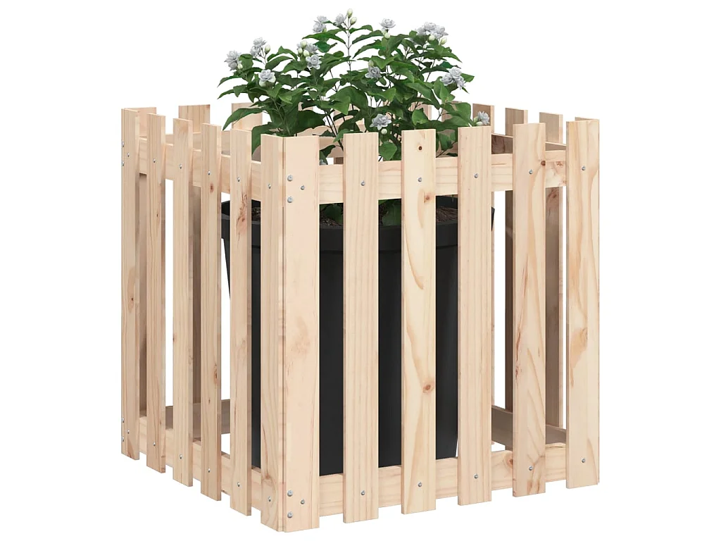 Vaso de jardim c/ design de cerca 60x60x60 cm pinho maciço PT252170