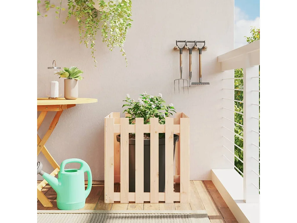 Plantenbak met hekontwerp 60x60x60 cm massief grenenhout NL990044