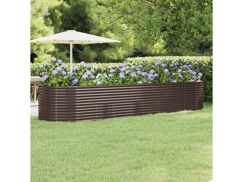 Jardinera arriate acero recubrimiento polvo marrón 396x100x68cm ES91668