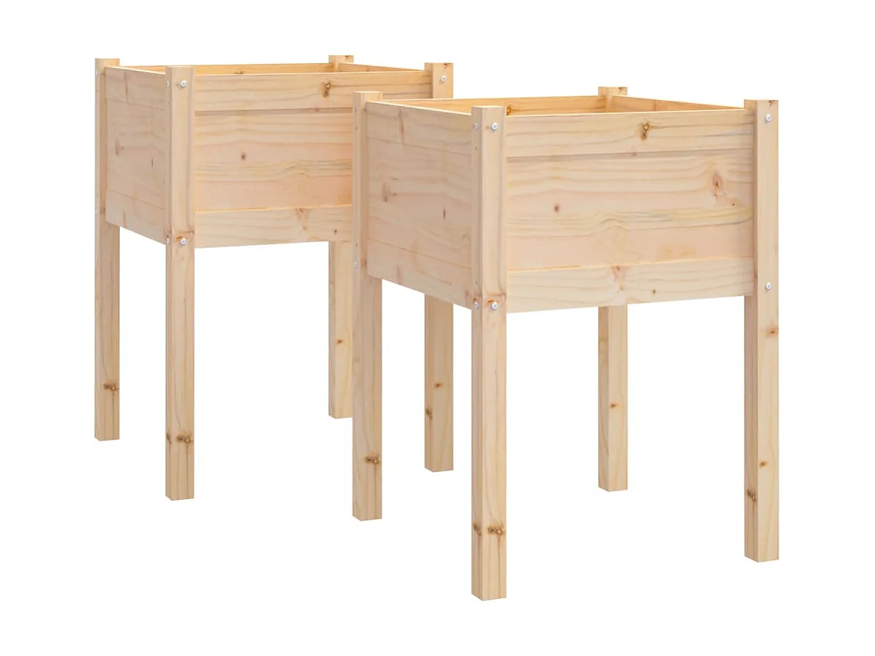 Jardineras 2 uds madera maciza de pino 50x50x70 cm ES11049