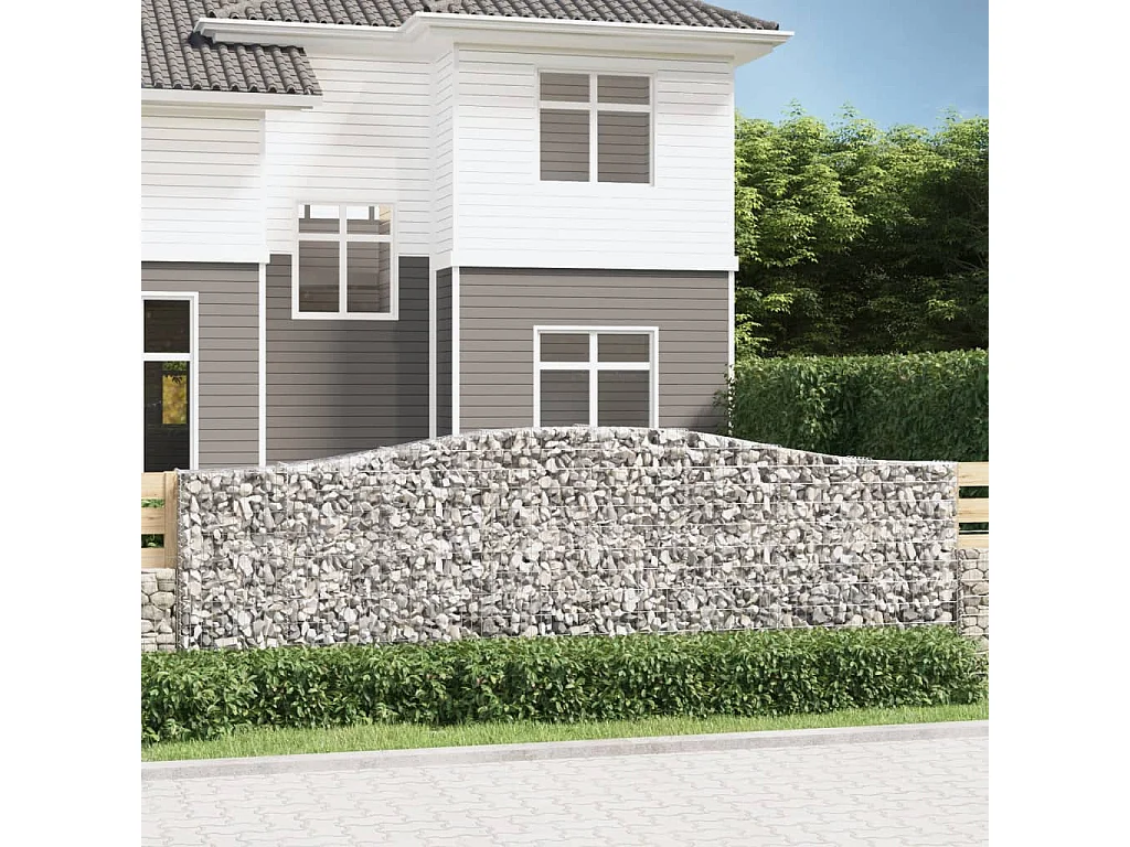 Cestas de gaviones 2 uds forma de arco hierro 400x30x120/140cm ES77230