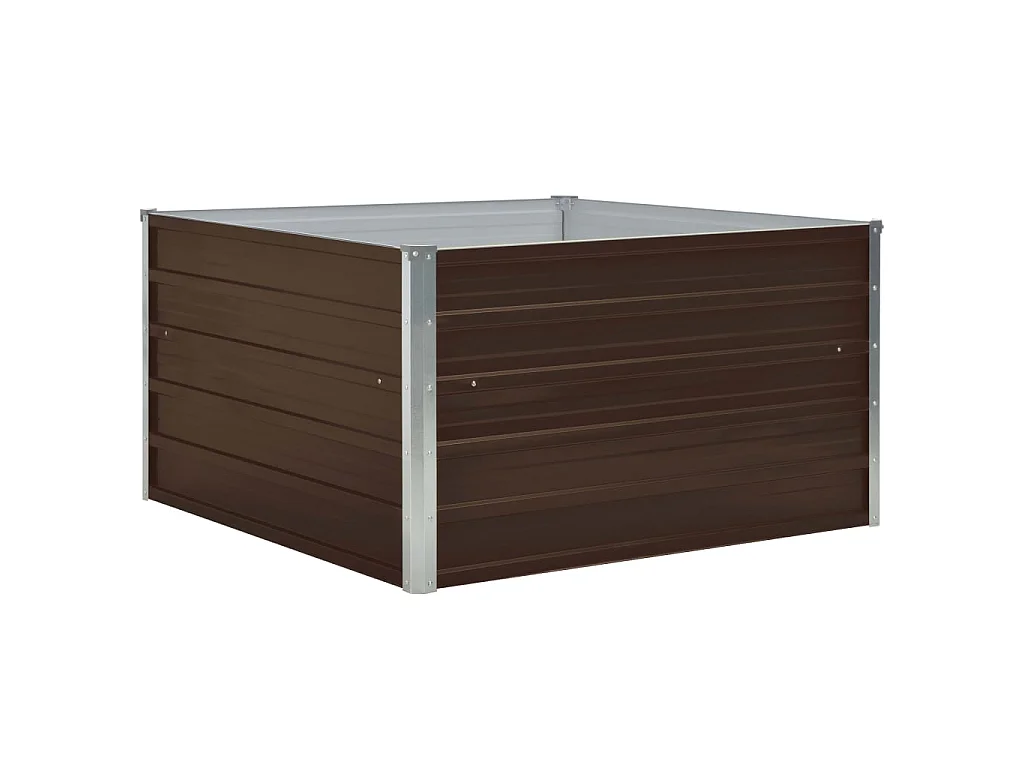 Canteiro jardim elevado 100x100x45 cm aço galvanizado castanho PT369852