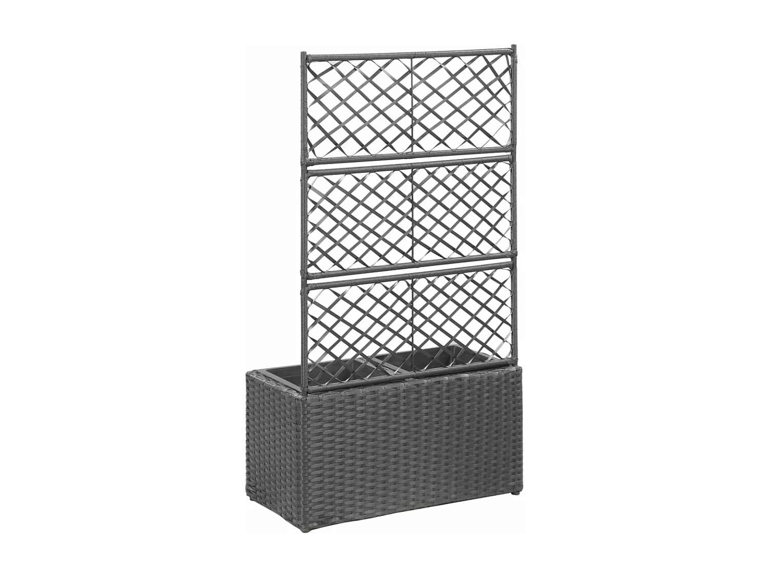 Floreira com treliça e 2 vasos 58x30x107 cm vime PE preto PT303390