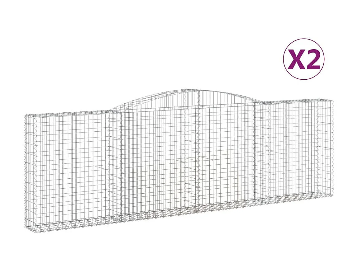 Cestas de gaviones 2 uds forma de arco hierro 400x30x120/140cm ES25392