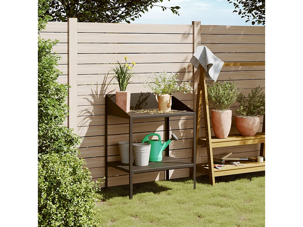 Jardinière Support pour plantes anthracite 75,5x54,5x100cm acier galvanisé BE7718