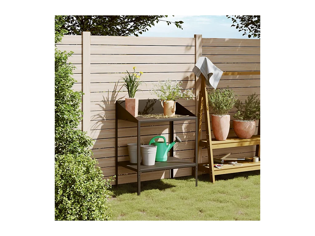 Jardinière Support pour plantes anthracite 75,5x54,5x100cm acier galvanisé BE7718