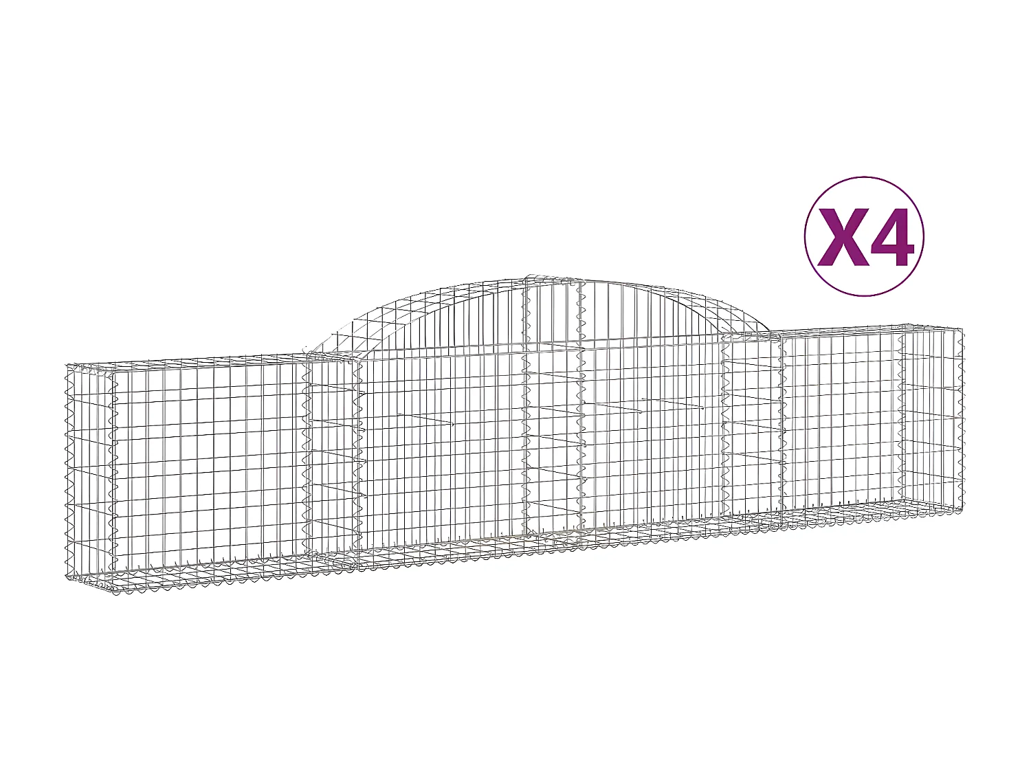 Paniers à gabions arqués 4 pcs 300x30x60/80 cm Fer galvanisé WVGQ9751