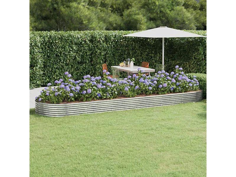 Jardinera arriate acero recubrimiento polvo plata 523x140x36 cm ES31700