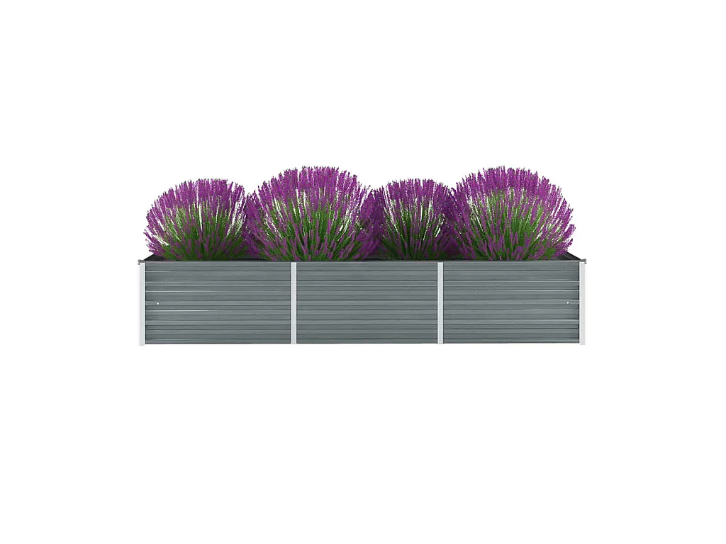 Jardinera de jardín de acero galvanizado gris 240x80x45 cm ES99932