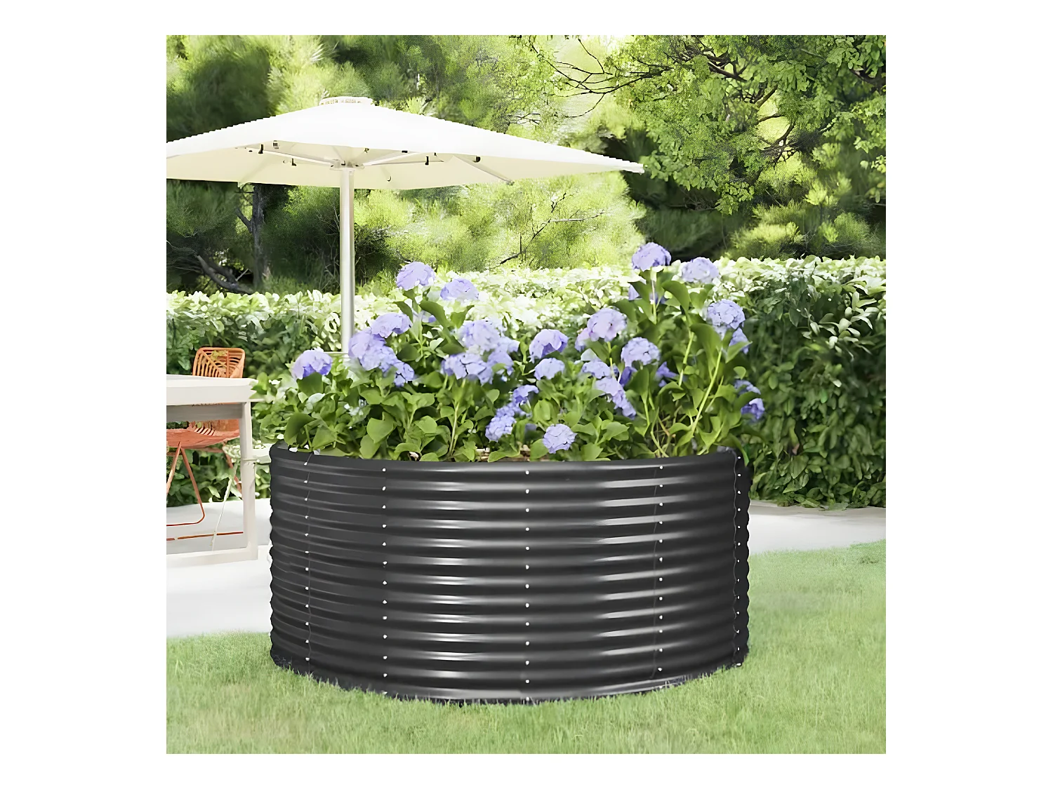Jardinera arriate acero recubierto polvo antracita 140x140x68cm ES95039