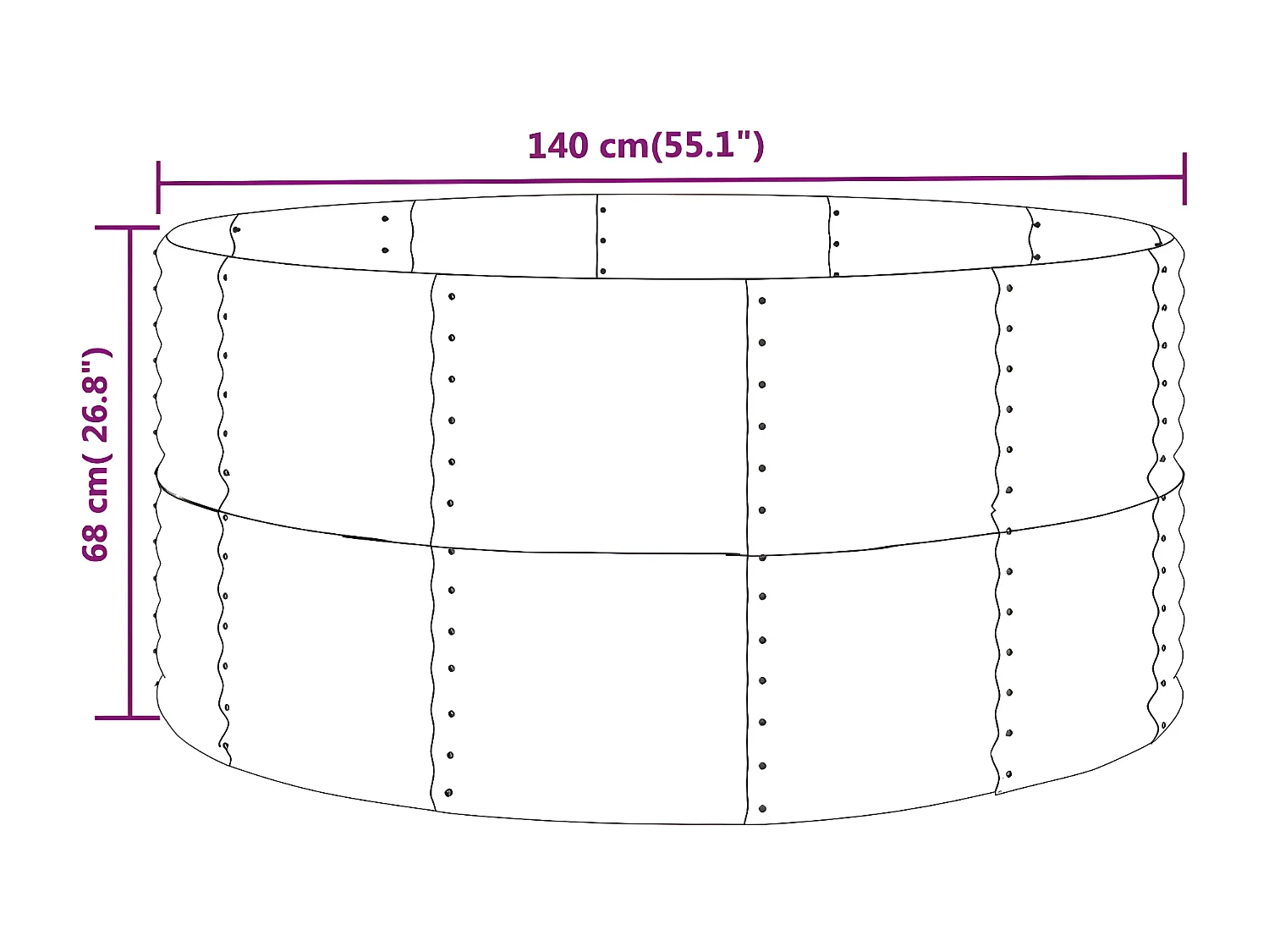 Canteiro elevado jardim 140x140x68 aço revestido a pó antracite PT388900
