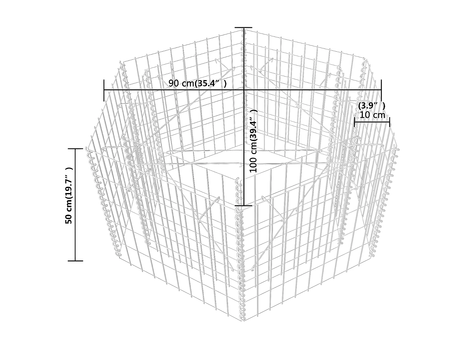 Lit surélevé à gabion hexagonale 100 x 90 x 50 cm  WVGQ2014