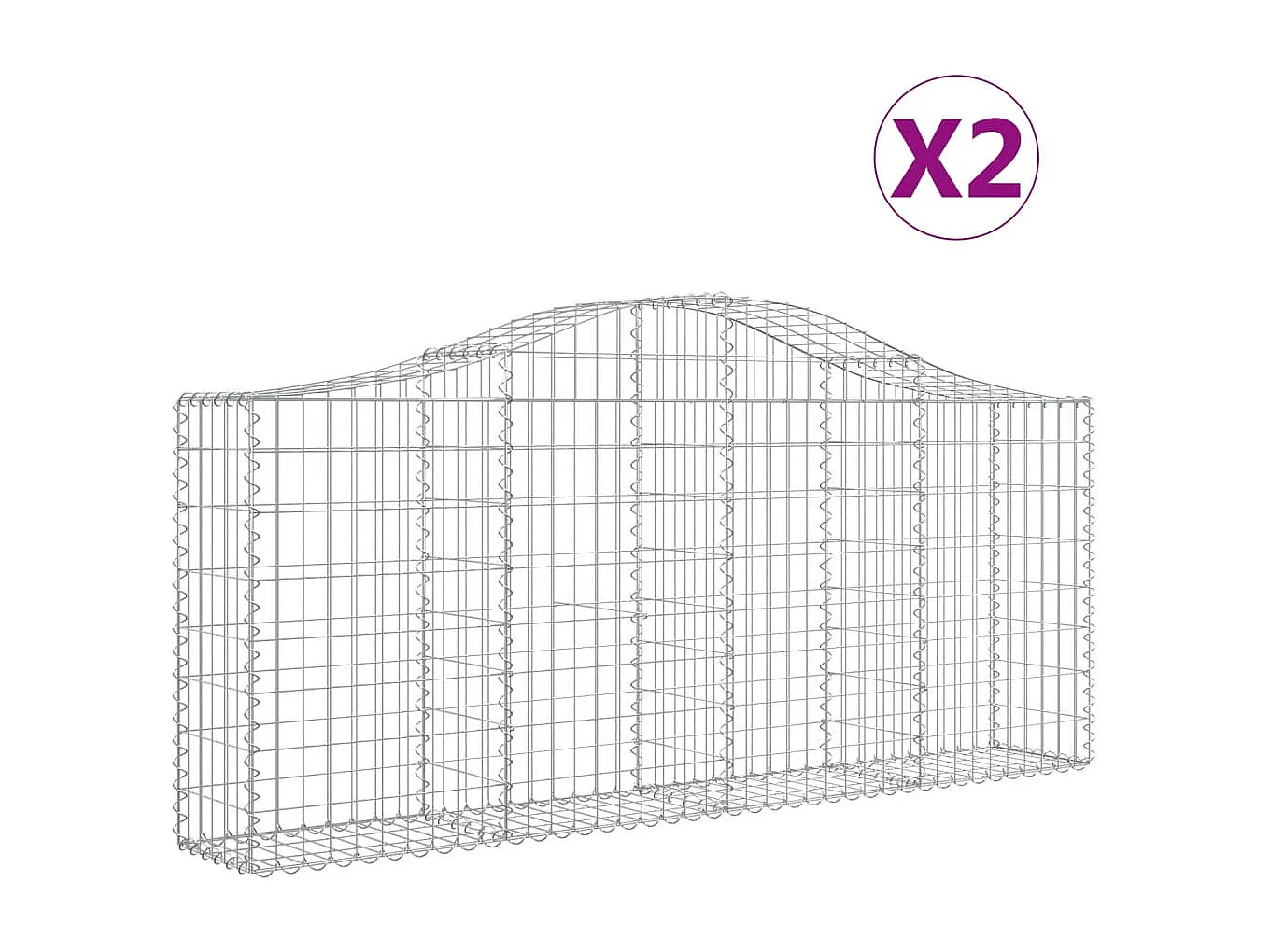 Paniers à gabions arqués 2 pcs 200x30x80/100 cm Fer galvanisé WVGQ8701