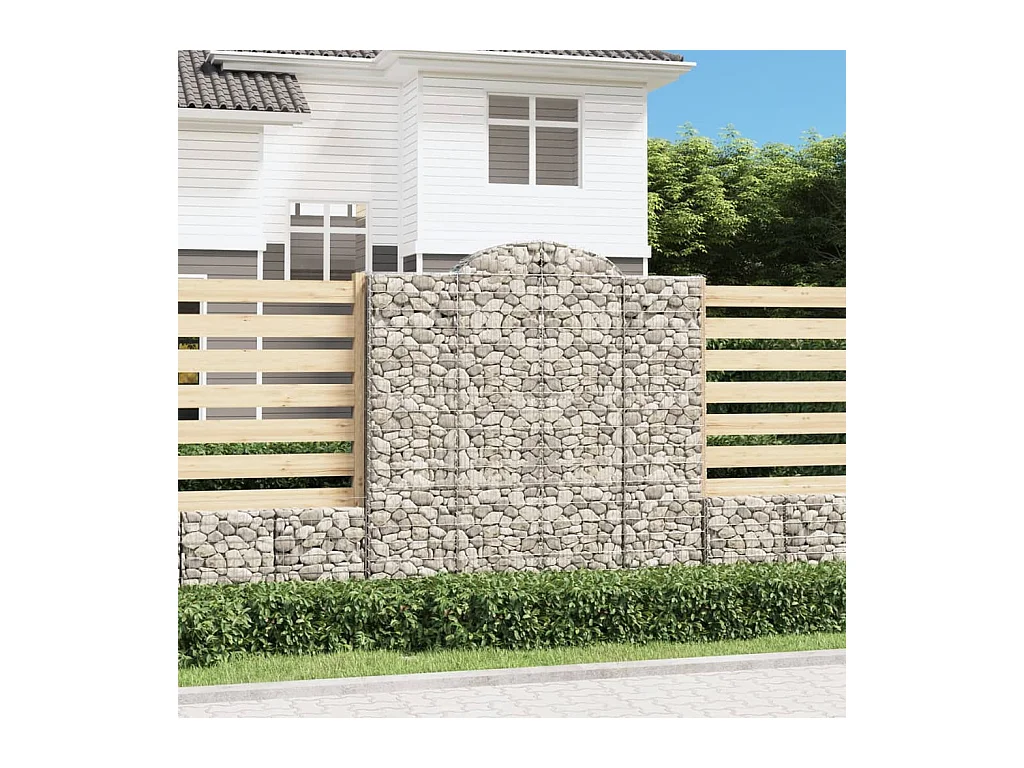 Panier de gabions arqué 200x50x200/220 cm Fer galvanisé WVGQ3792
