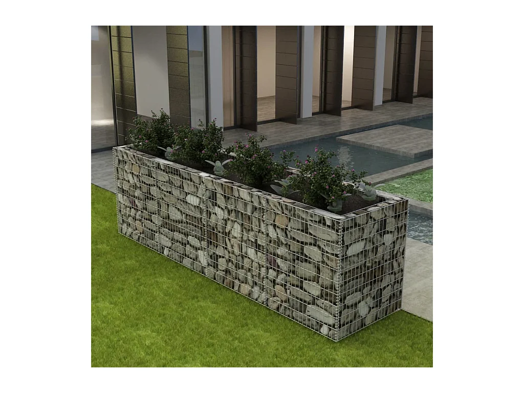 Lit surélevé à gabion Acier 360x90x100 cm WVGQ8841