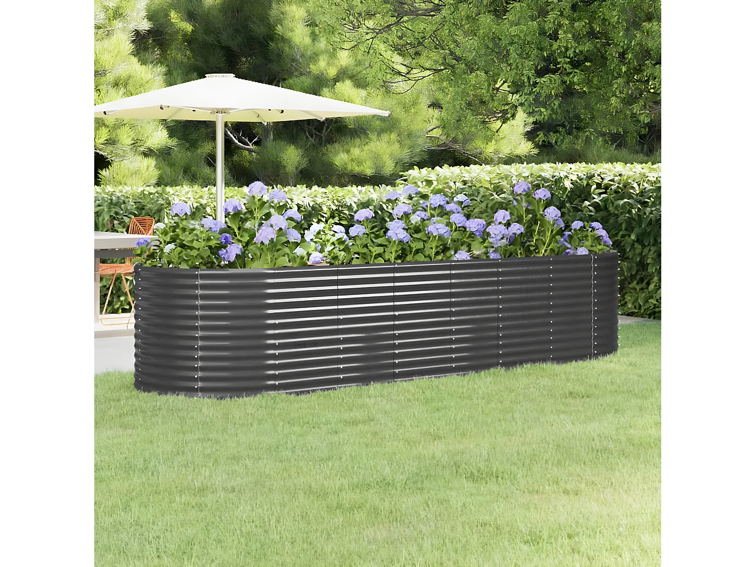 Jardinera arriate acero recubierto polvo antracita 322x100x68cm ES85312