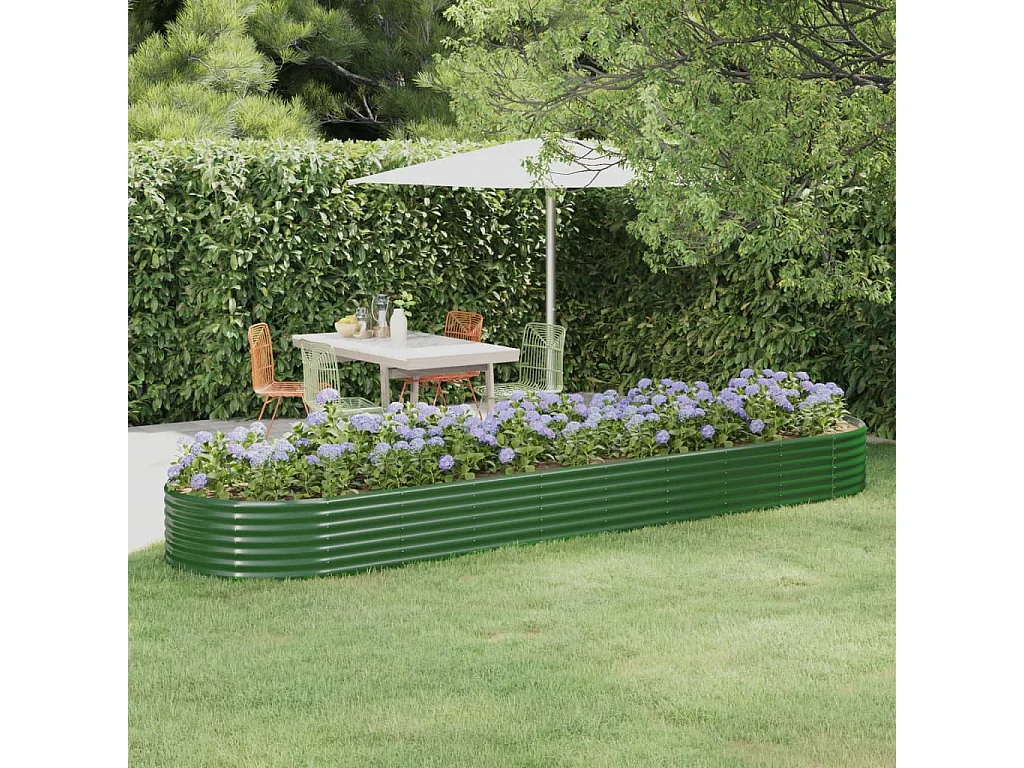 Jardinière Lit surélevé de jardin Acier enduit de poudre 396x100x36cm Vert WVGQ6448
