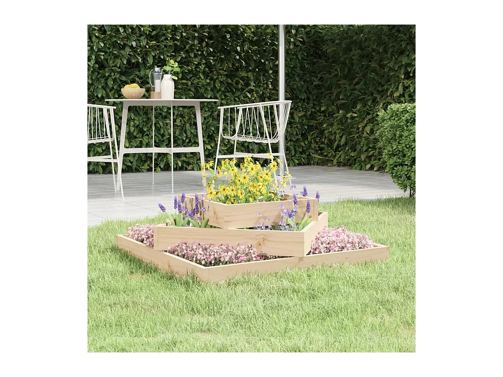 Jardinera de madera maciza de pino 83x83x27 cm ES14436